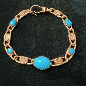 Bell Trading Post Turquoise Solid Copper Chain Link Bracelet